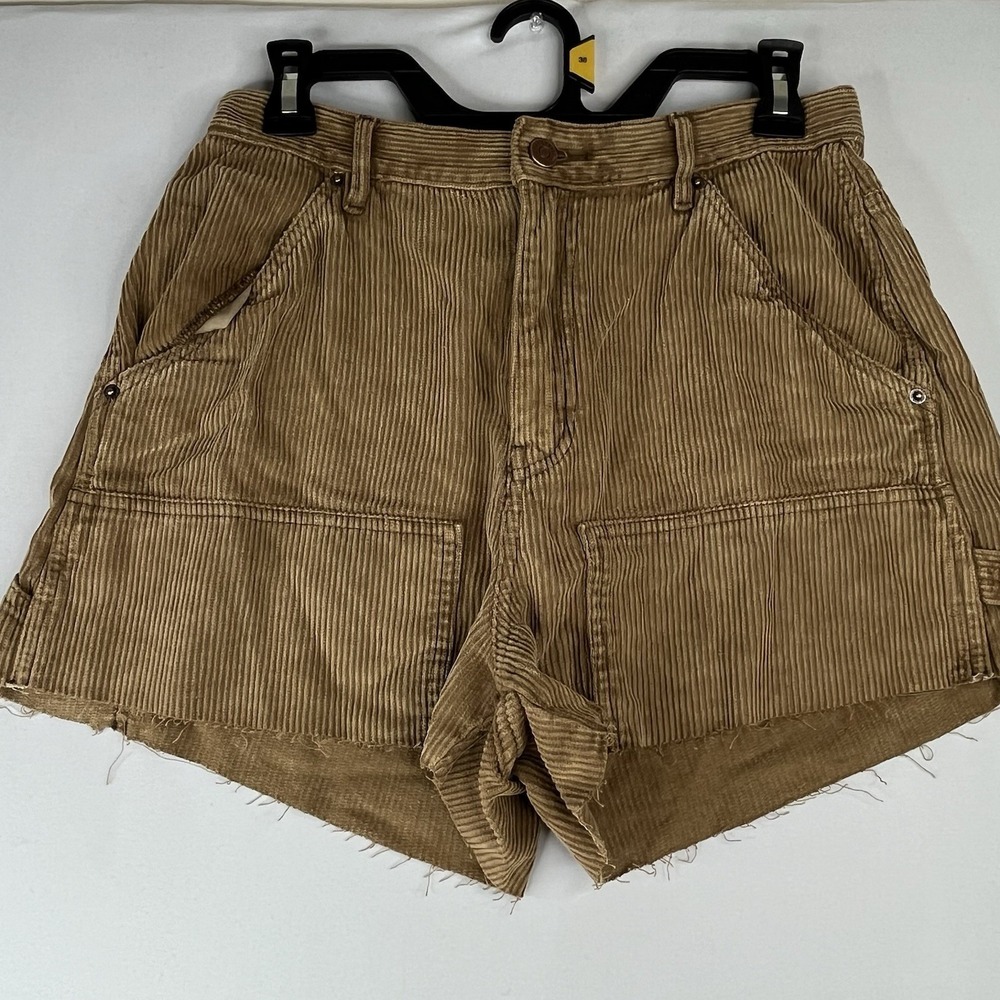 BDG Corduroy Carpenter Shorts Womens Tan Brown Raw Hem Size 27 Y2K
